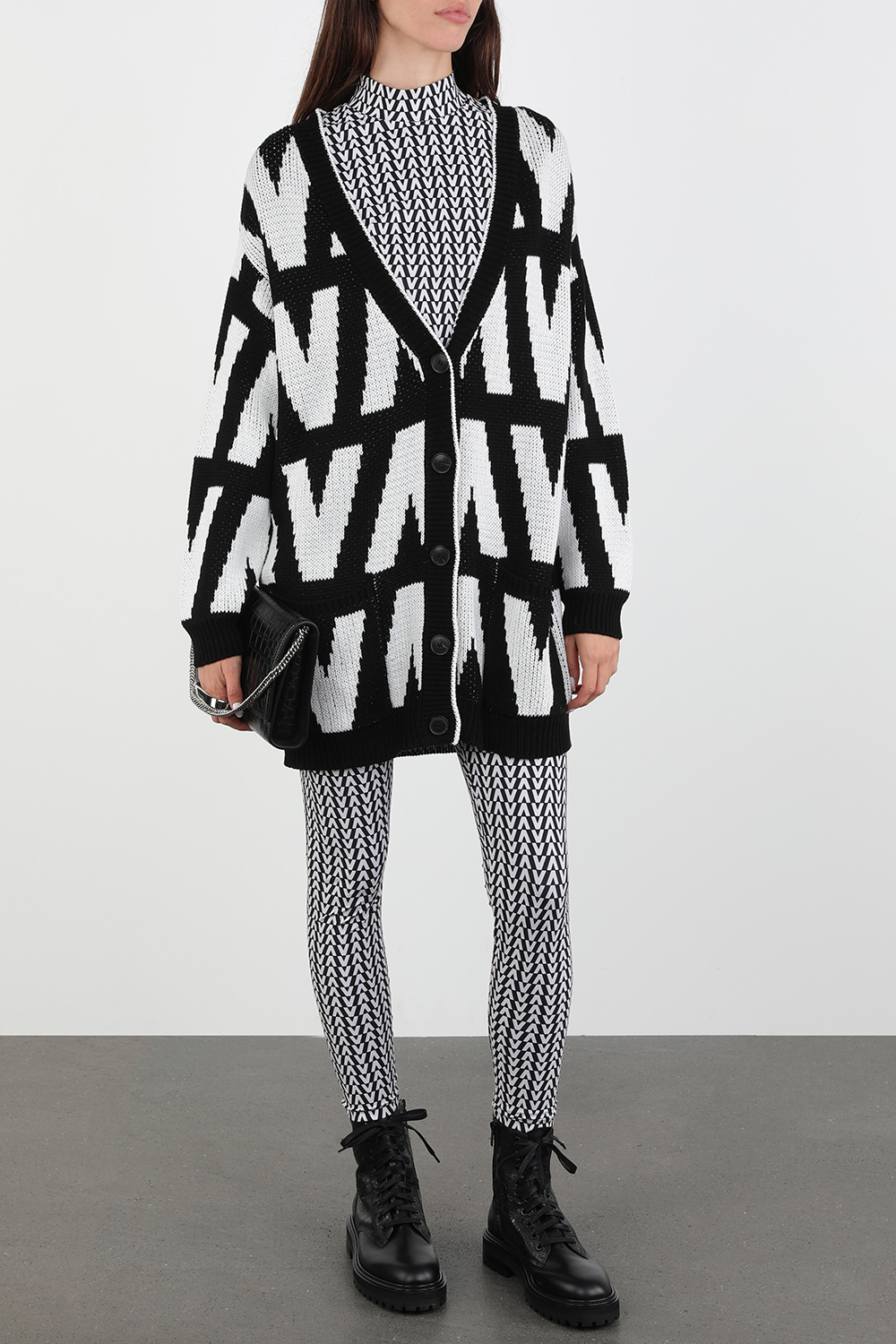 Jersey Top in Black and White image number null VALENTINO